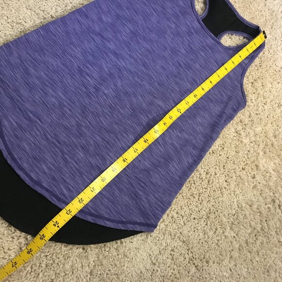 Jill Yoga Two Tone Deep Blue Heather Scoop Racerback Tank Top - Picture 13 of 13